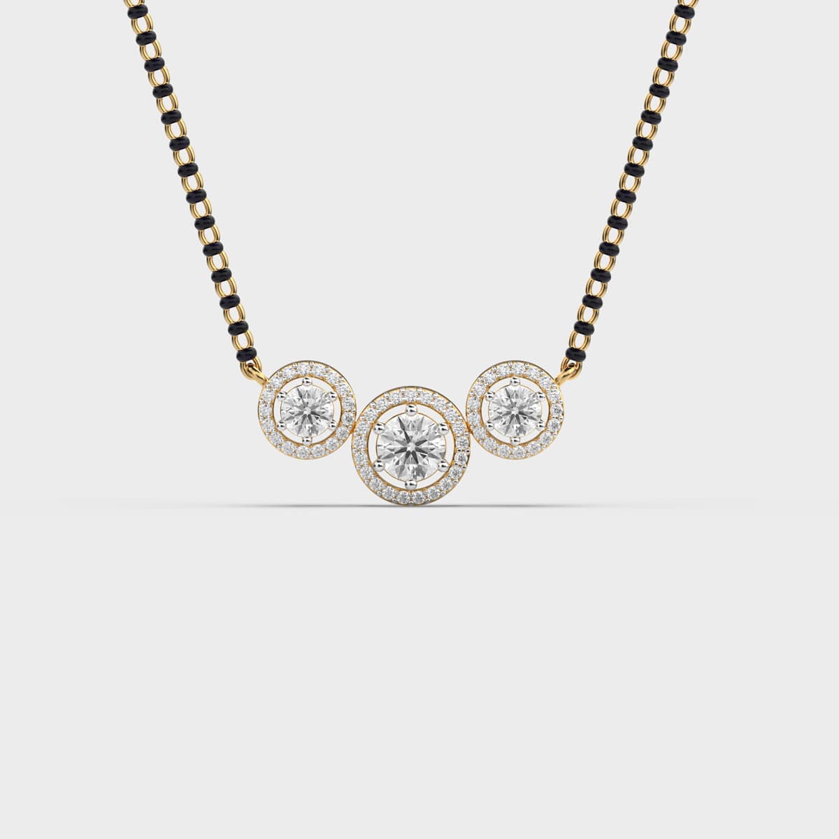 Three Circle Halo Diamond Mangalsutra