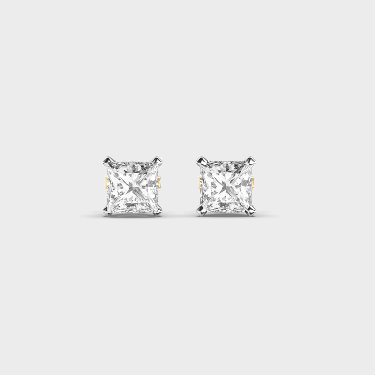 Classic English Princess Cut Diamond Studs