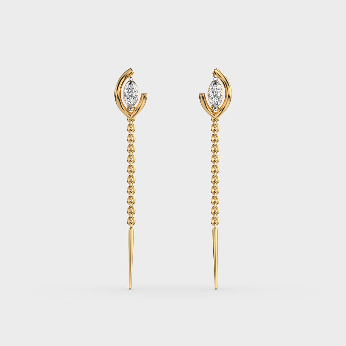 Marquise Petal Frame Sui Dhaga Diamond Earrings