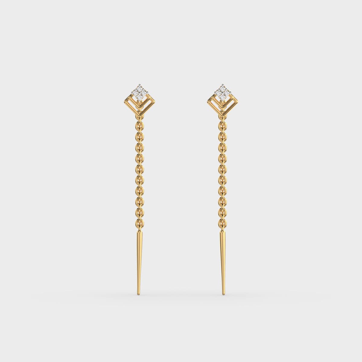 Nested Square Cluster Sui Dhaga Diamond Earrings