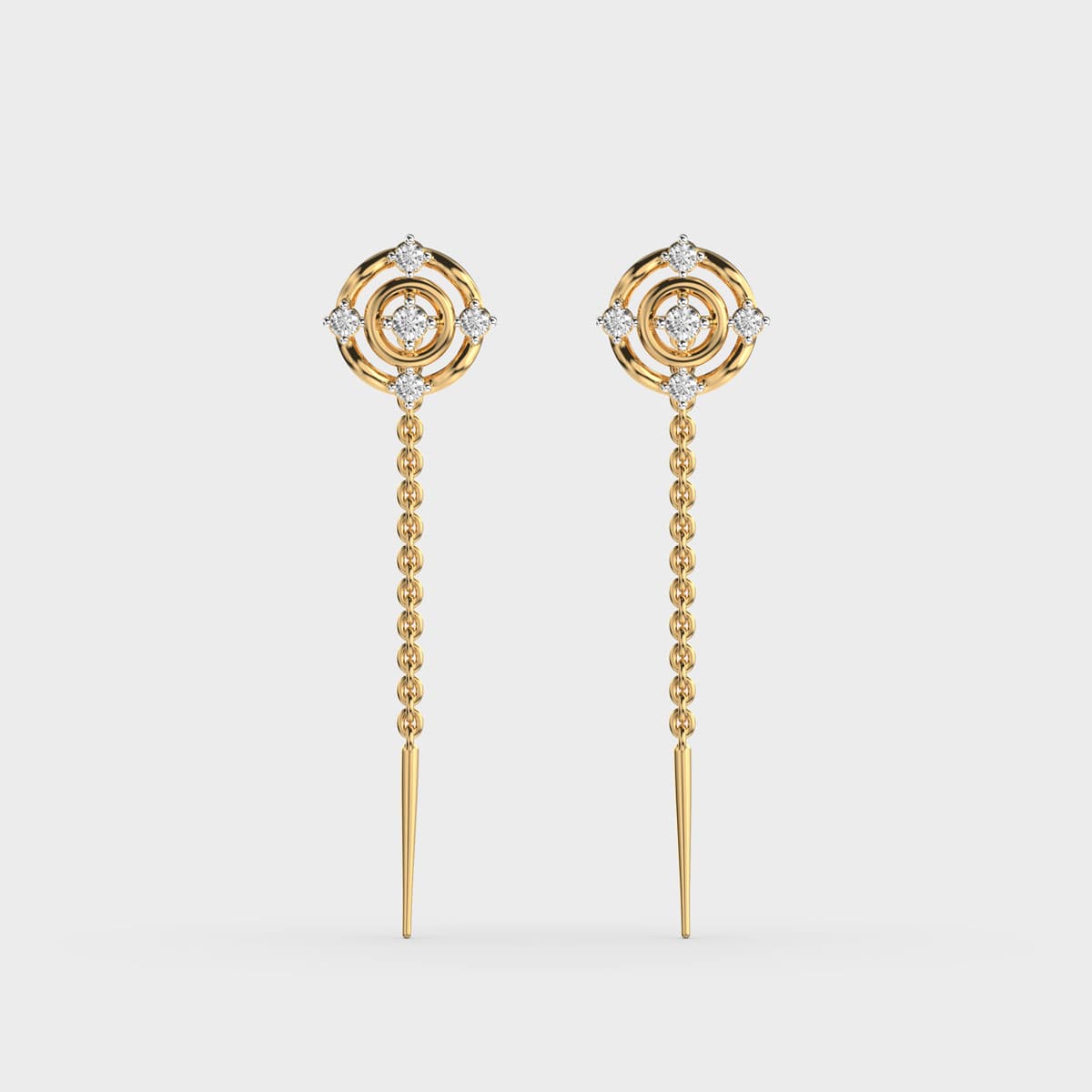 Concentric Compass Sui Dhaga Diamond Earrings