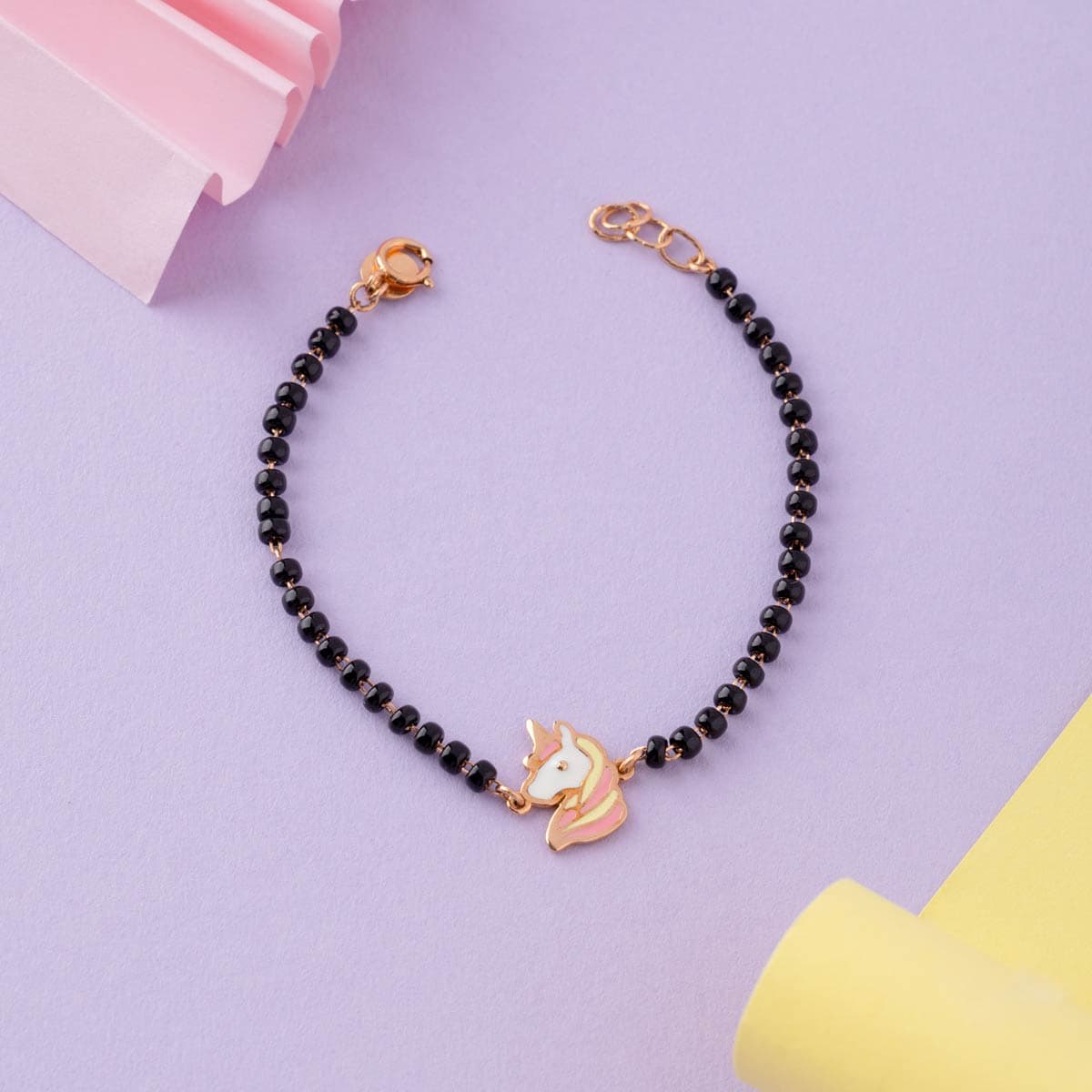 Charming Pony Black Beaded Bracelet For Kids