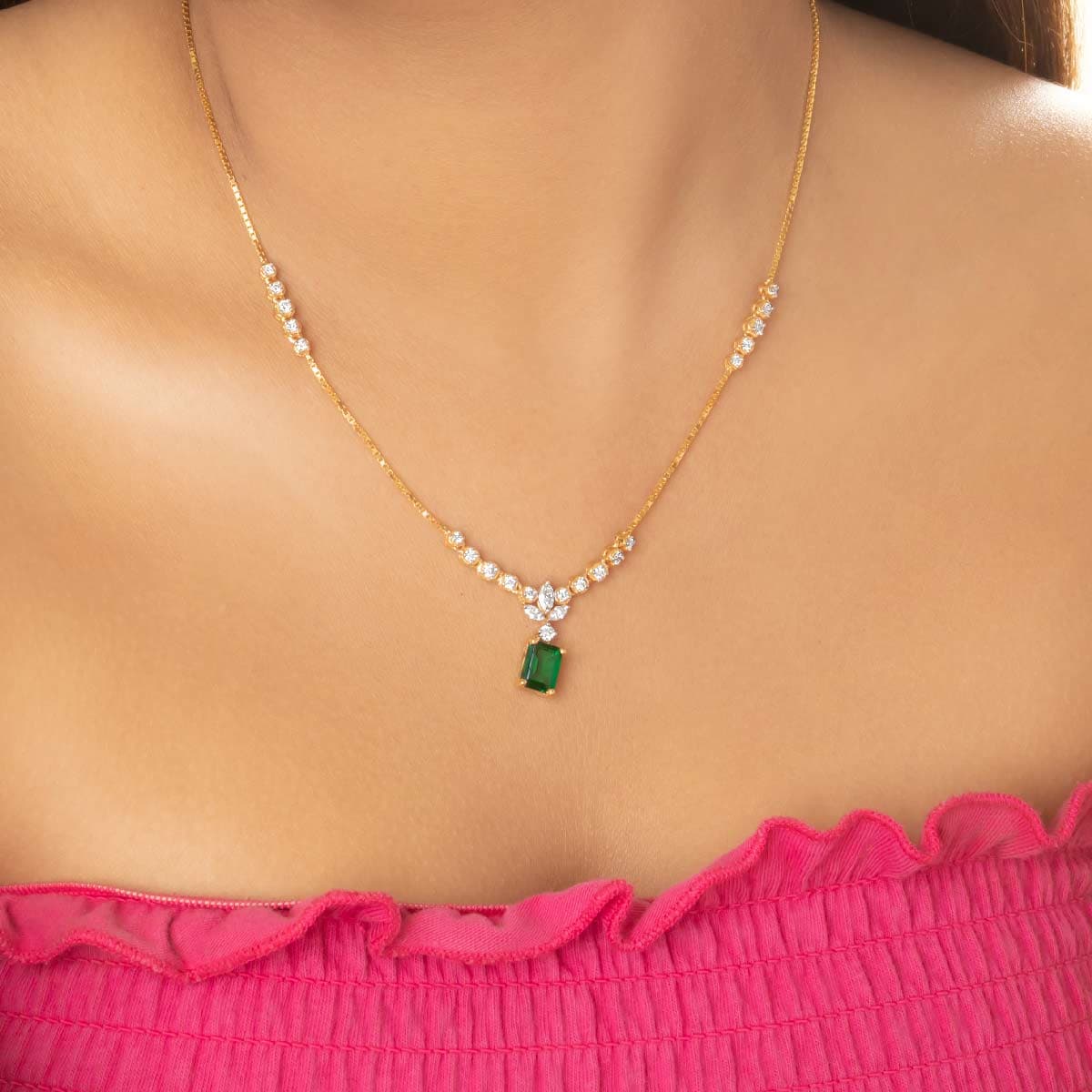 Verdant Drop Petal Diamond Necklace
