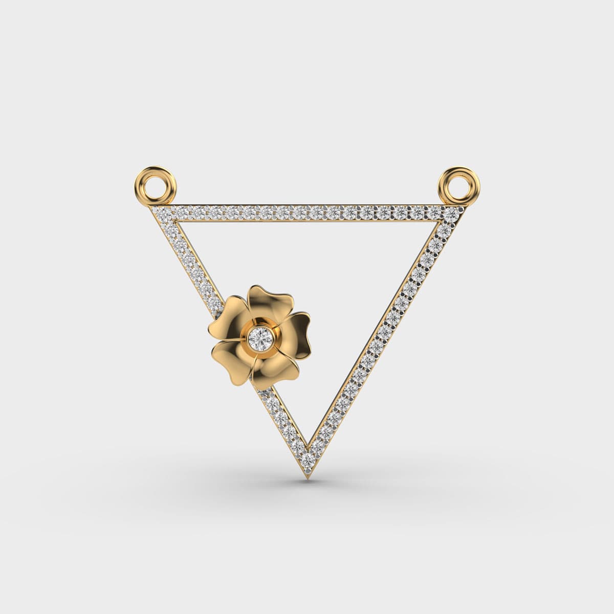 Floral Triangle Diamond Pendant Without Chain