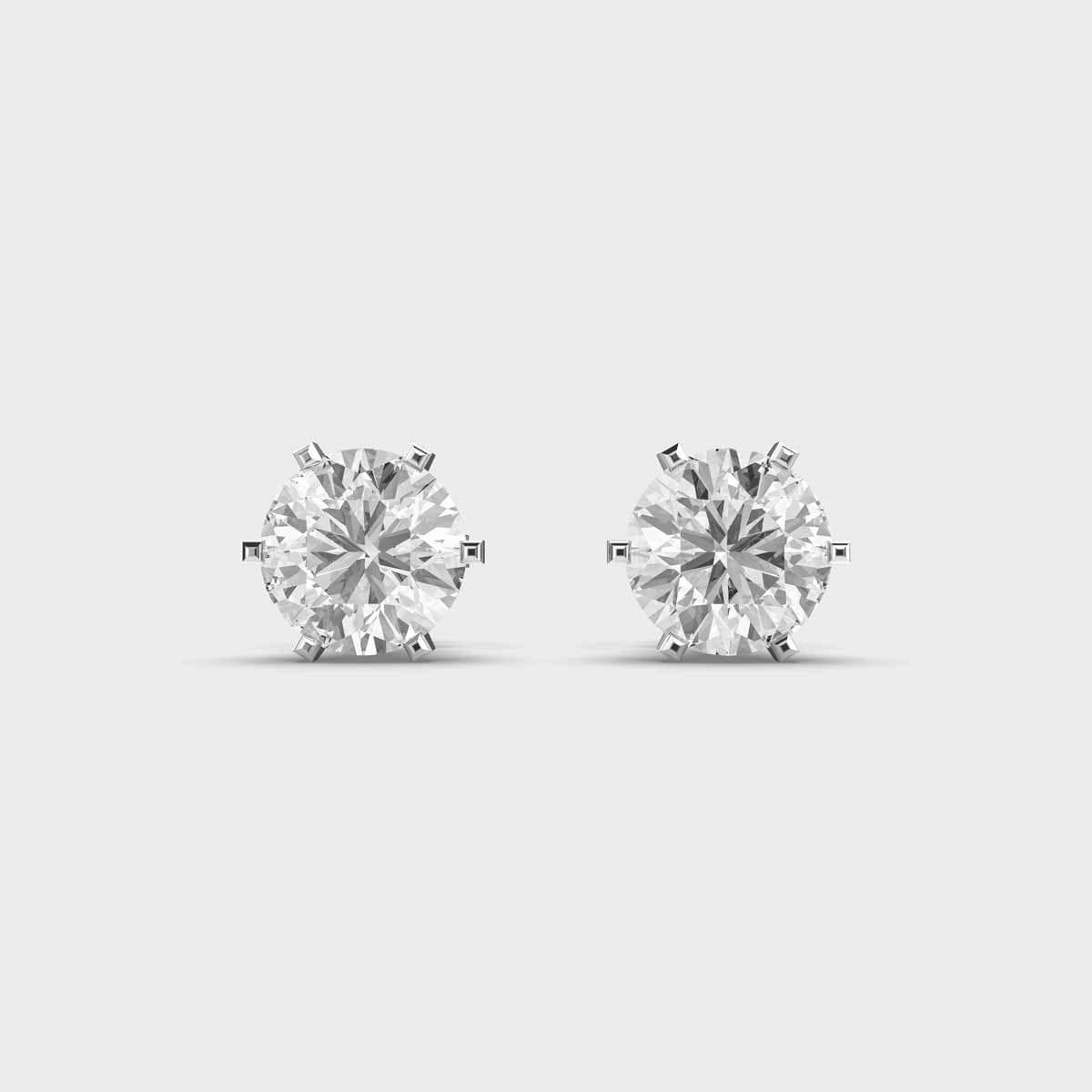 Classic Petal Cut Round Solitaire Studs