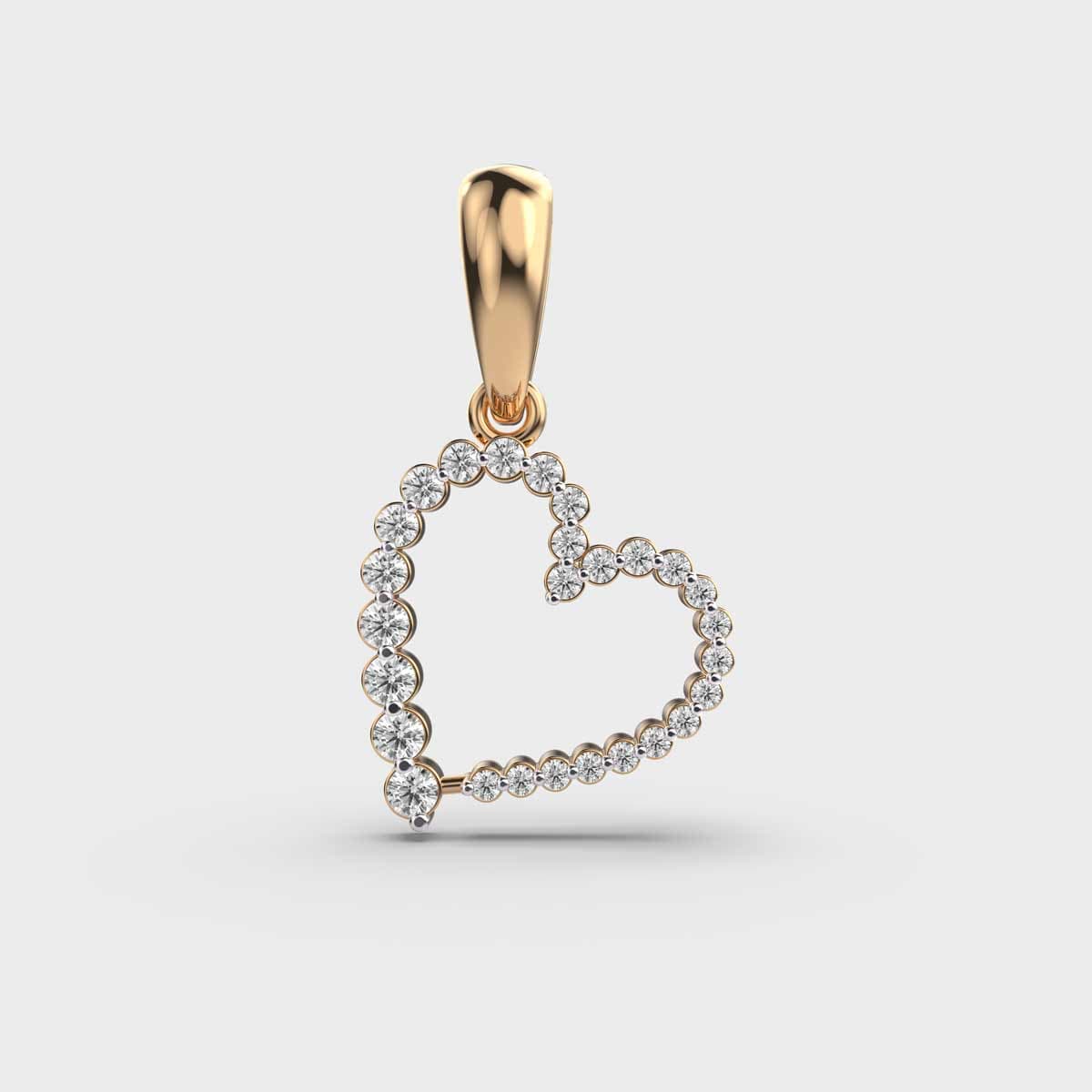 Lovers Heart Diamond Encrusted Pendant Without Chain