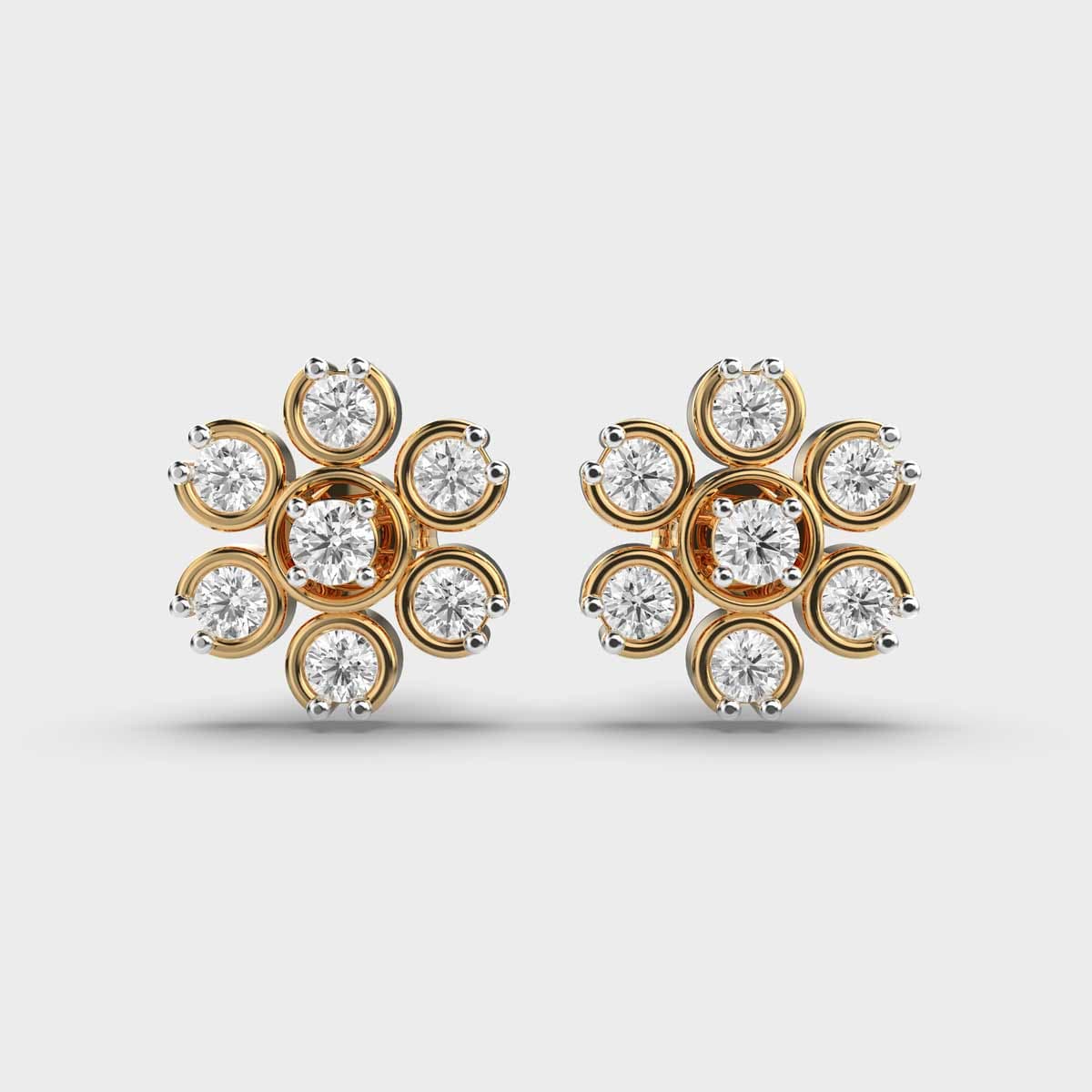 Fabulous Flower Diamond Stud Earrings