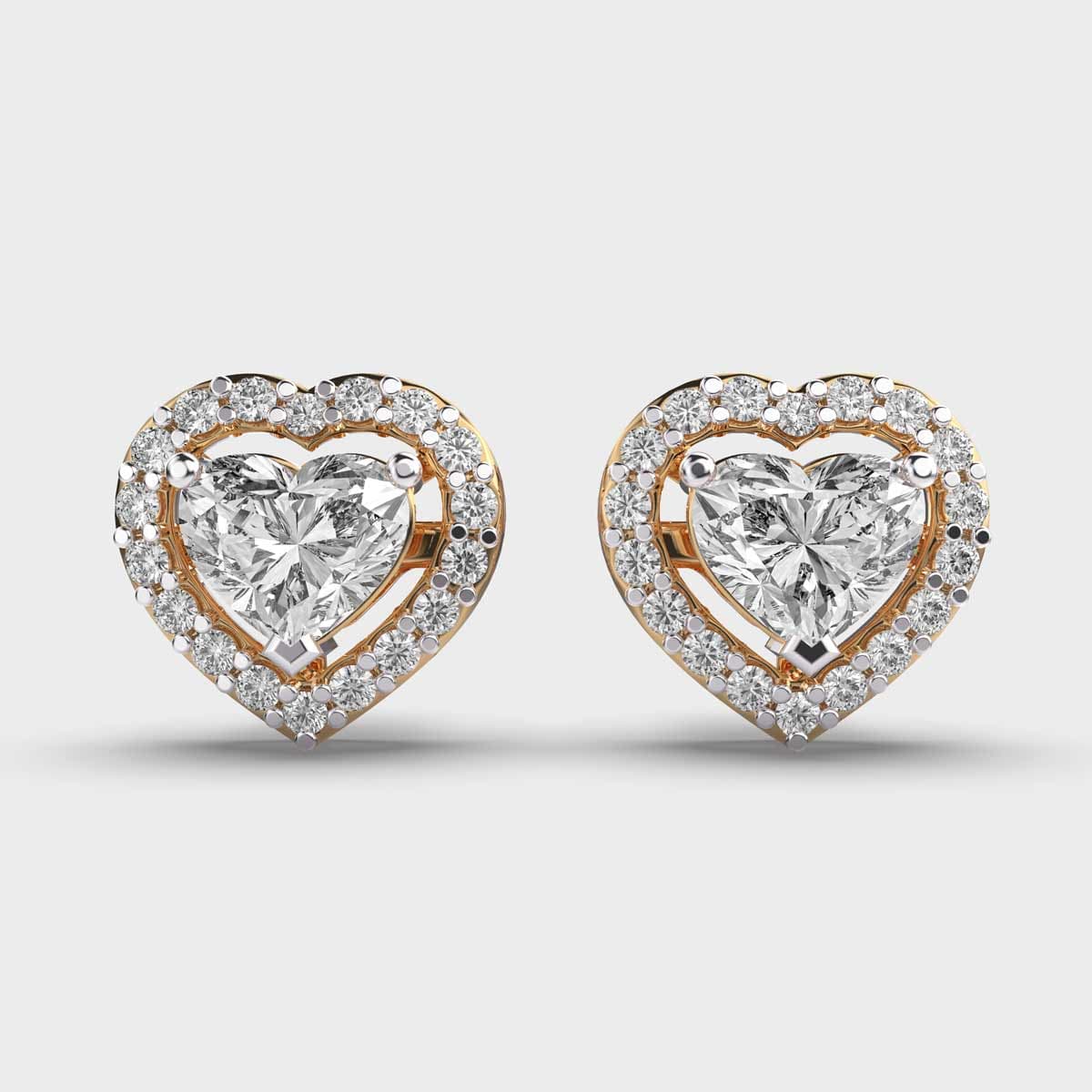 Halo Heart Cut Diamond Earstuds