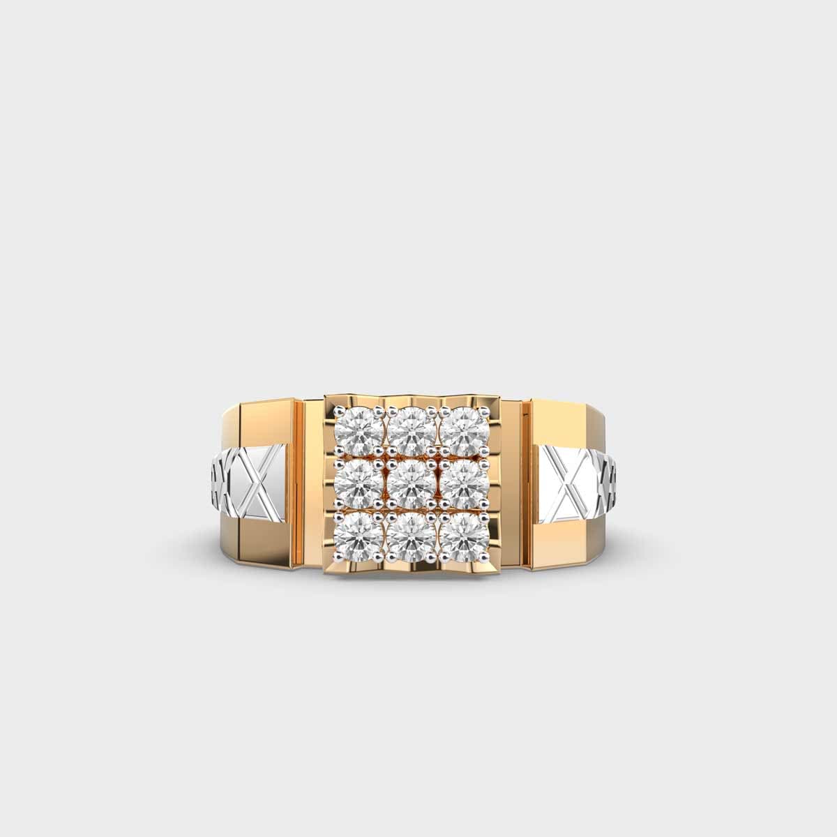 Two Tone Charming Diamond Pave Ring For Men
