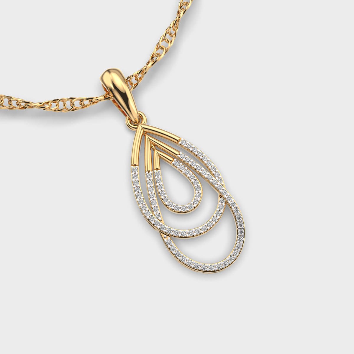 Dewfall Double Petal Diamond Pendant Without Chain