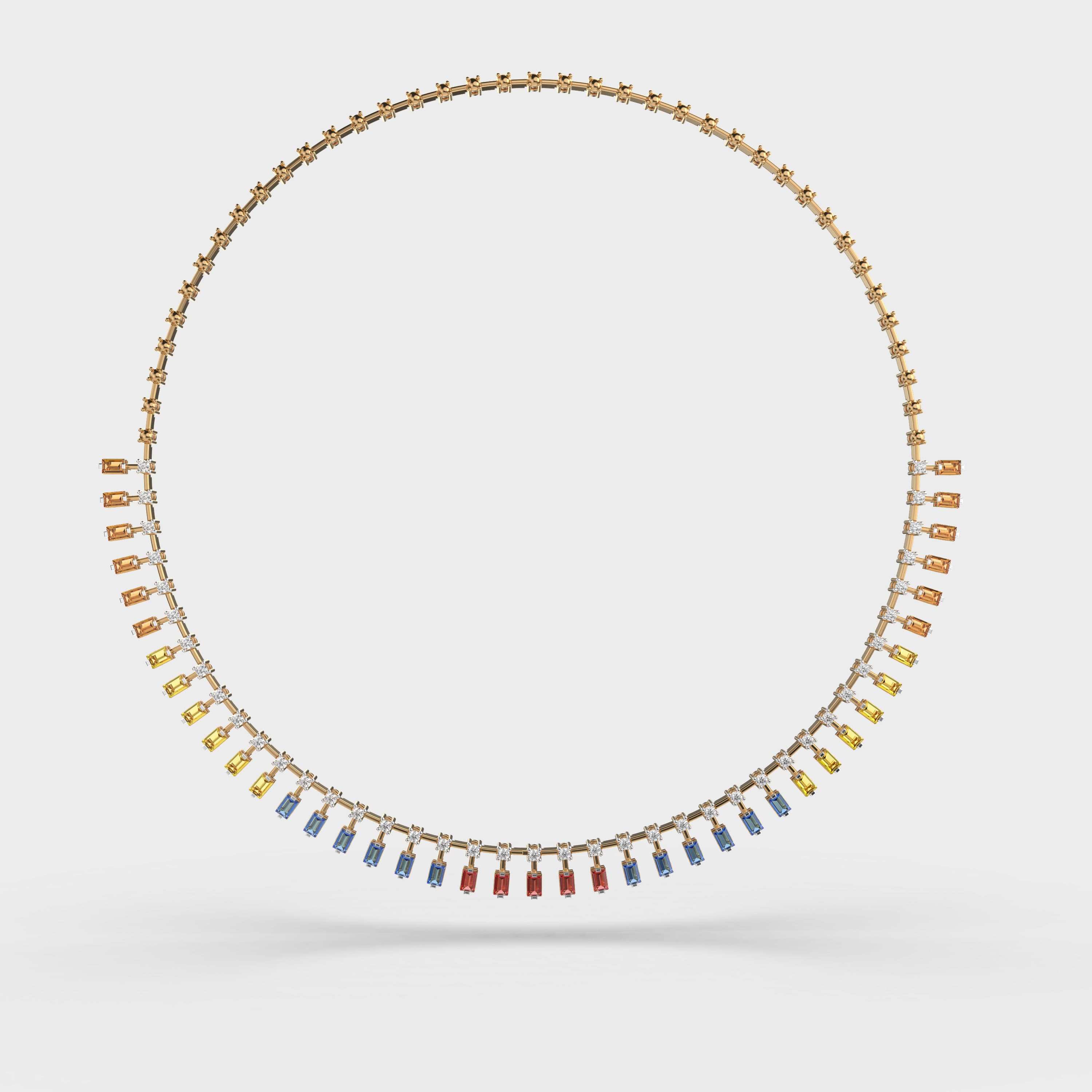 Multicolour Pretty Rainbow Diamond Necklace