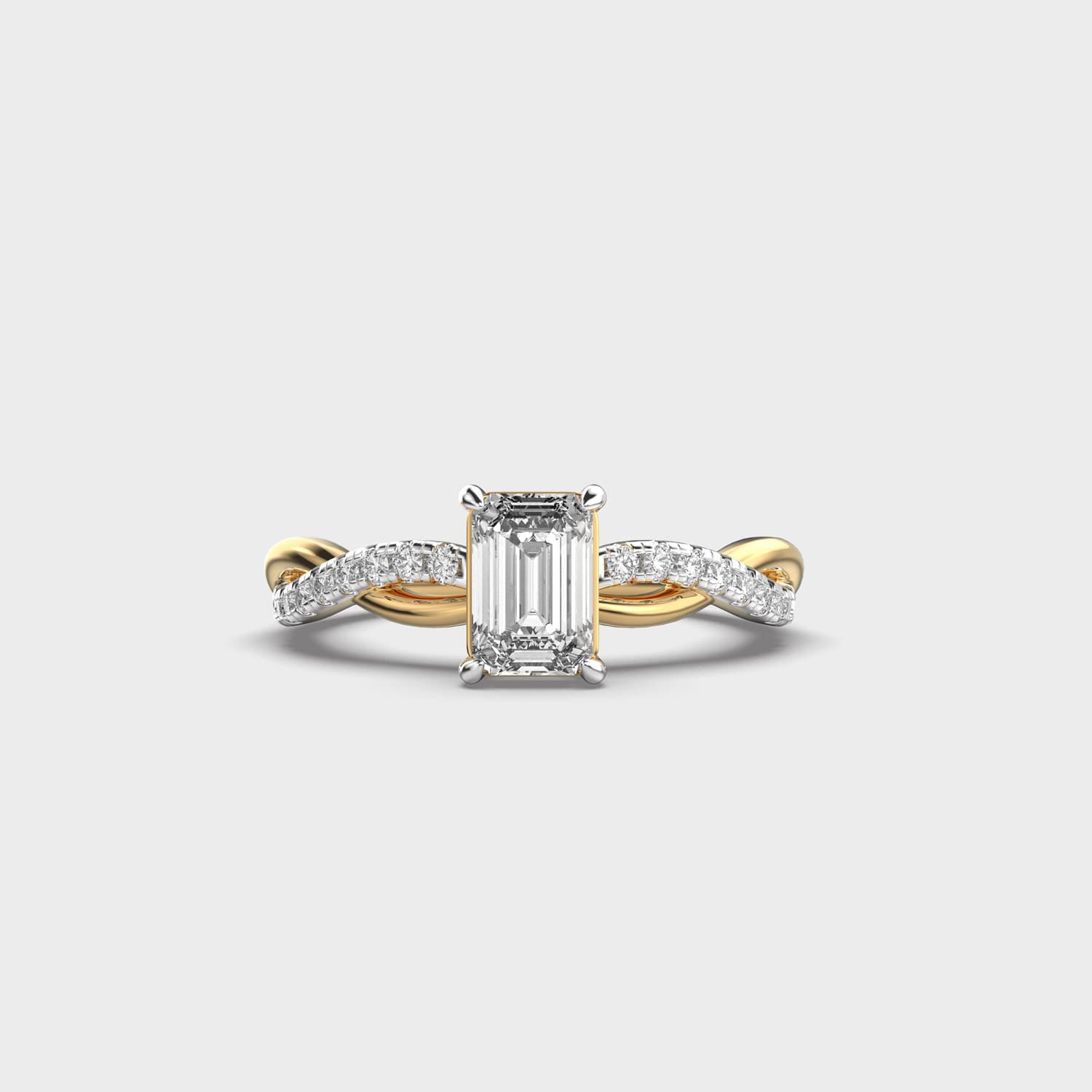 Twisted Vine Emerald Cut Diamond Ring