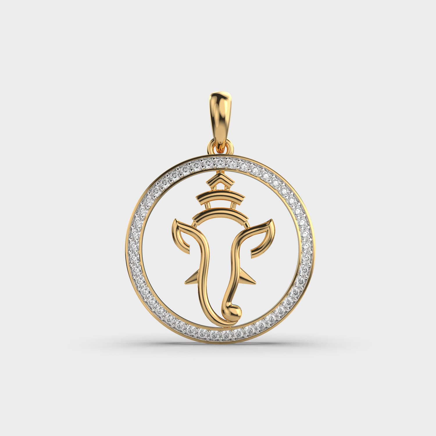 Ganesha Halo Diamond Pendant (Without Chain)