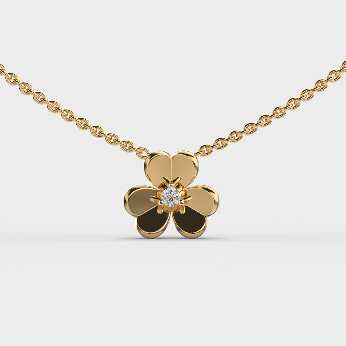 Tulip Trace Diamond Encrusted Pendant (With Chain)