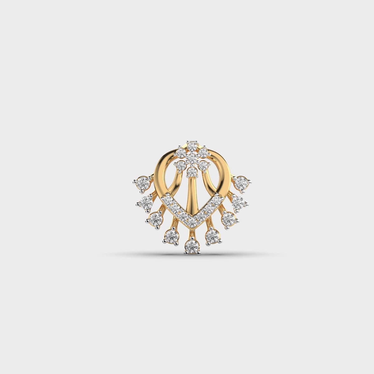 Fan Of Flowers And Hearts Diamond Pendant (Without Chain)