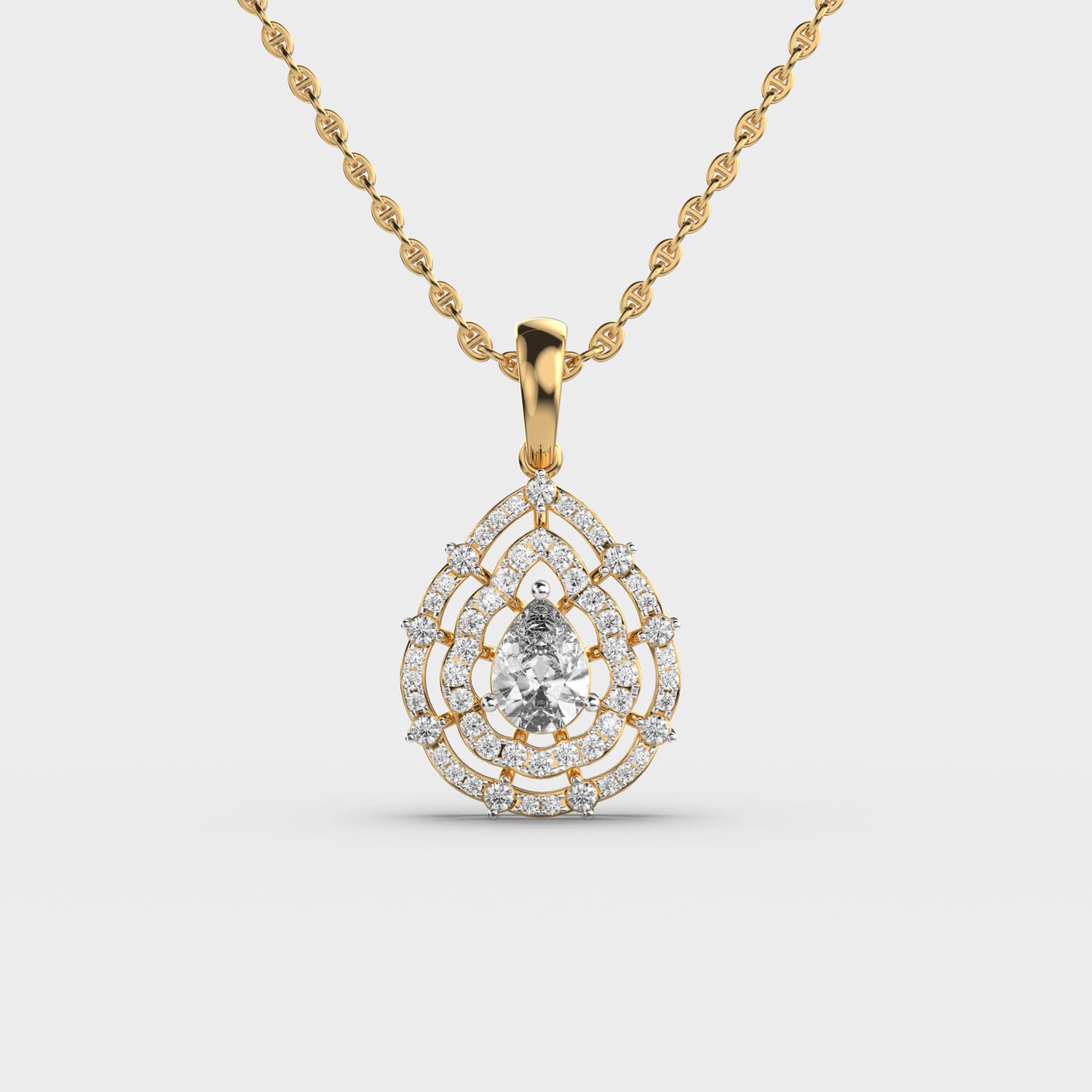 Solaria Round And Pear Encrusted Diamond Pendant (Without Chain)
