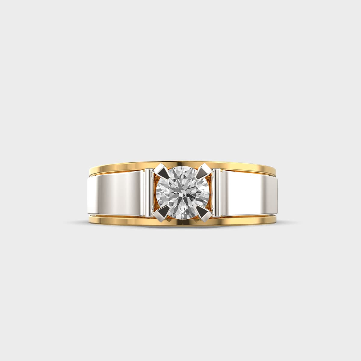 Dual Tone Round Diamond Band For Men