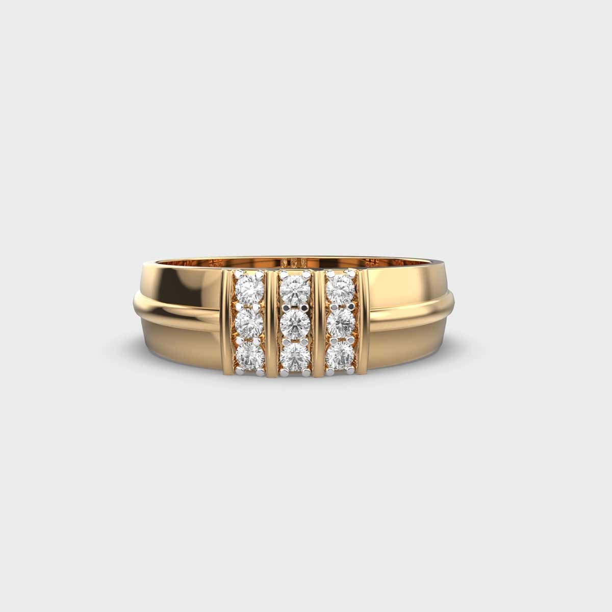 Tri Line Diamond Ring For Men