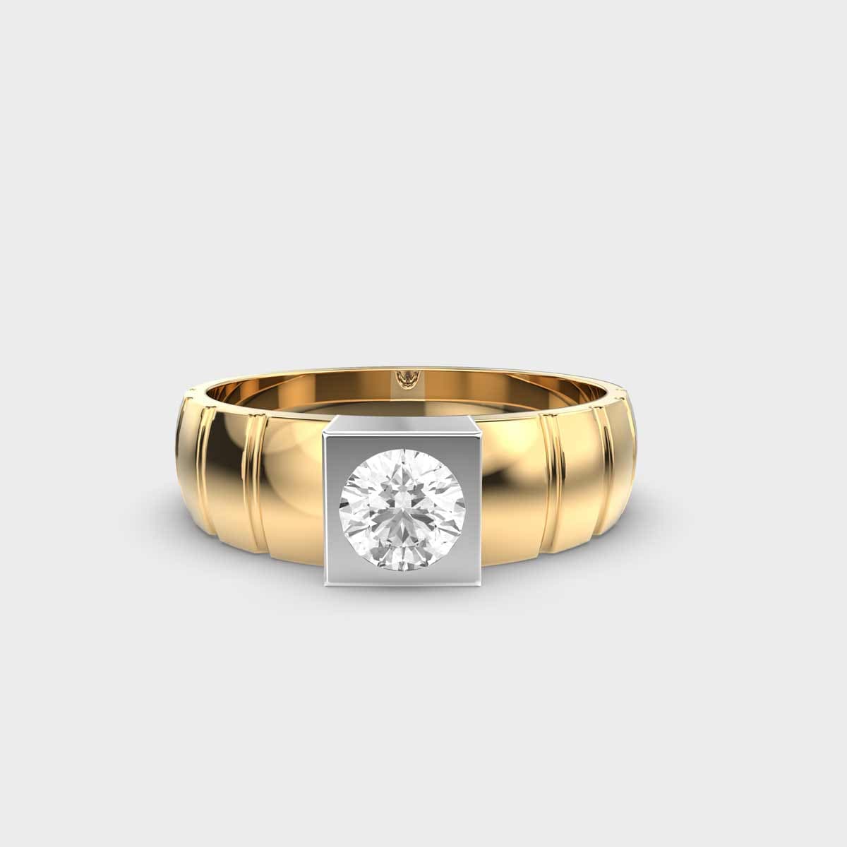 Classic Dual Tone Solitaire Diamond Ring For Men