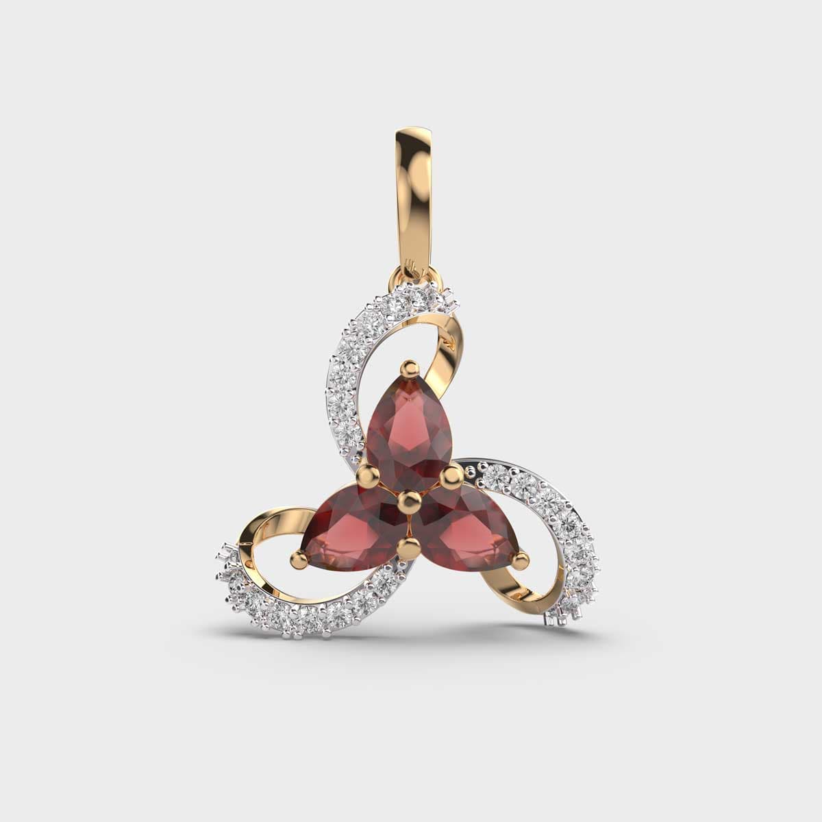 Triangular Red Stone Pendant Without Chain