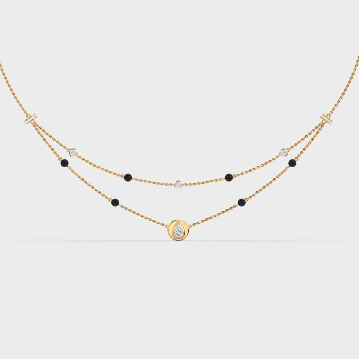 Dual Layer Pear Drop Diamond Necklace