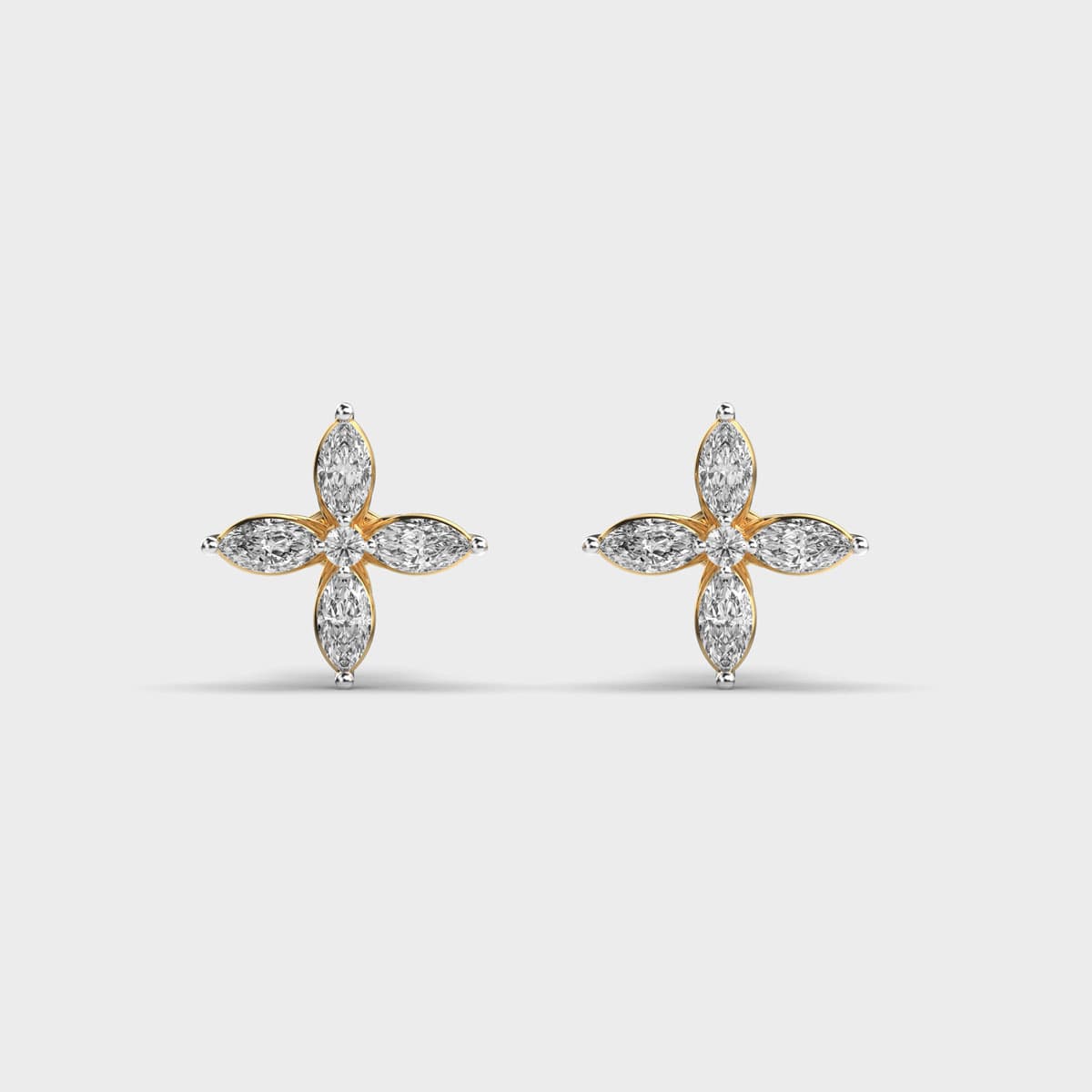 Radiant Tulip Cross Diamond Ear Studs