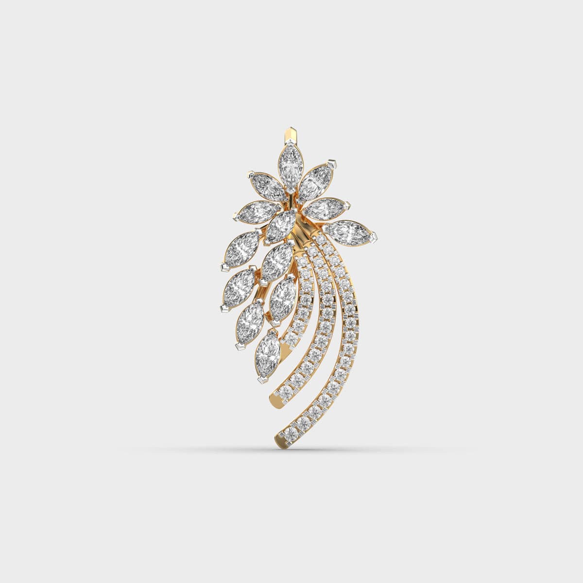 Feather Cascade Diamond Pendant (Without Chain)