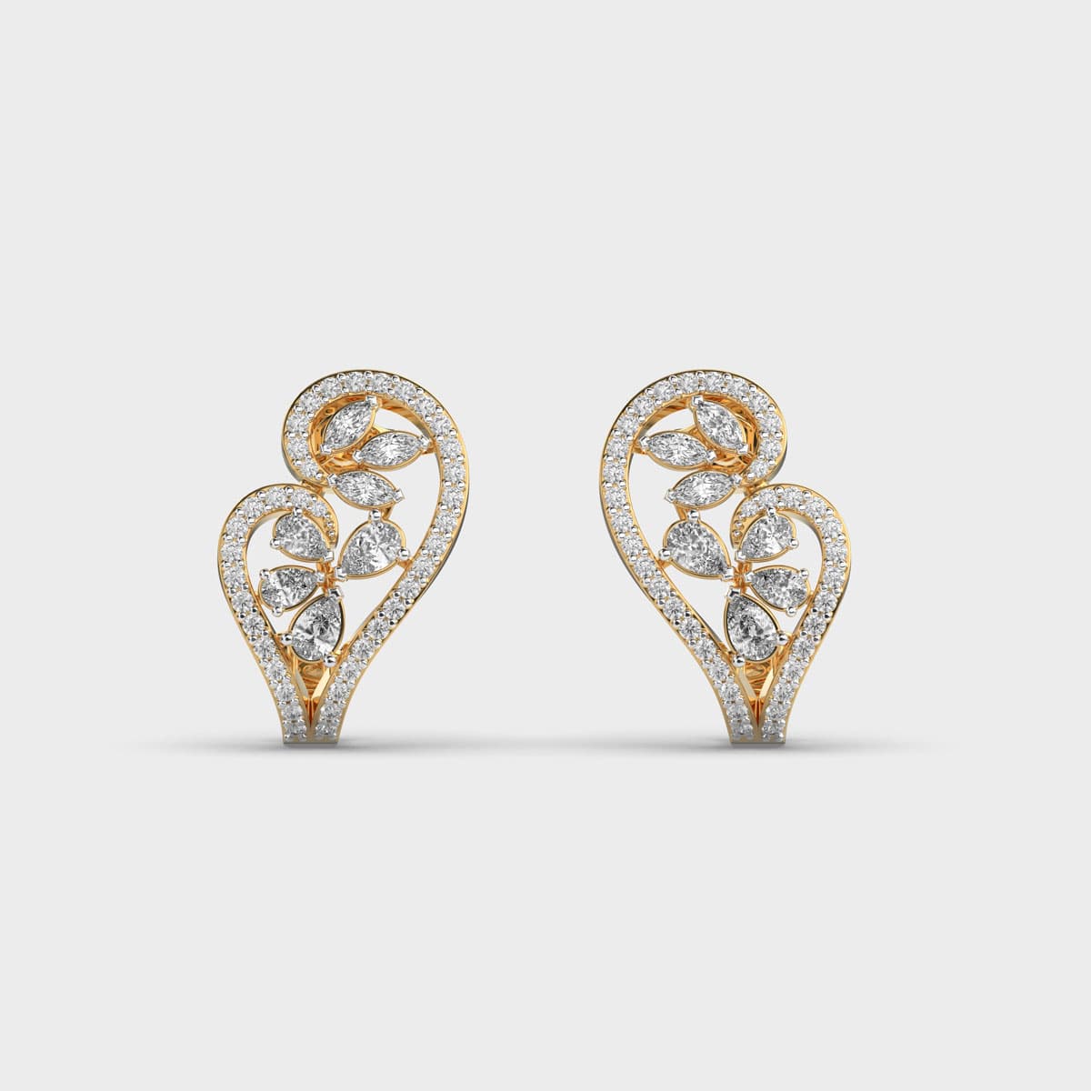 Inverse Heart Diamond Ear Studs