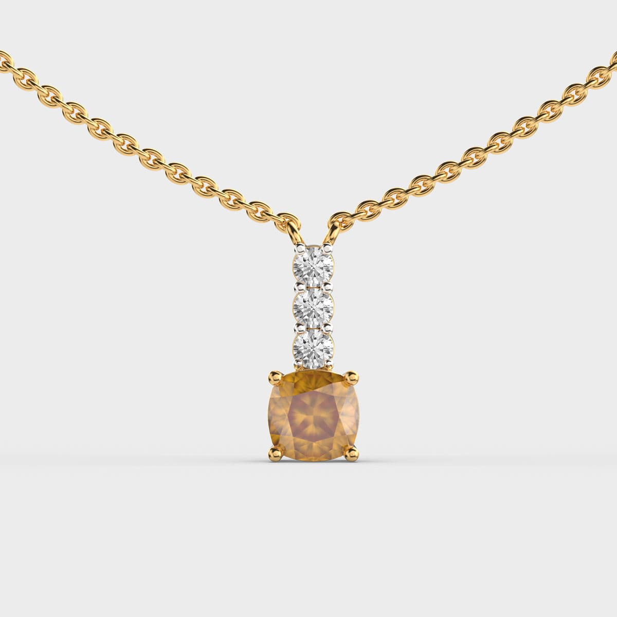 Cosmic Yellow Stone Diamond Pendant (With Chain)