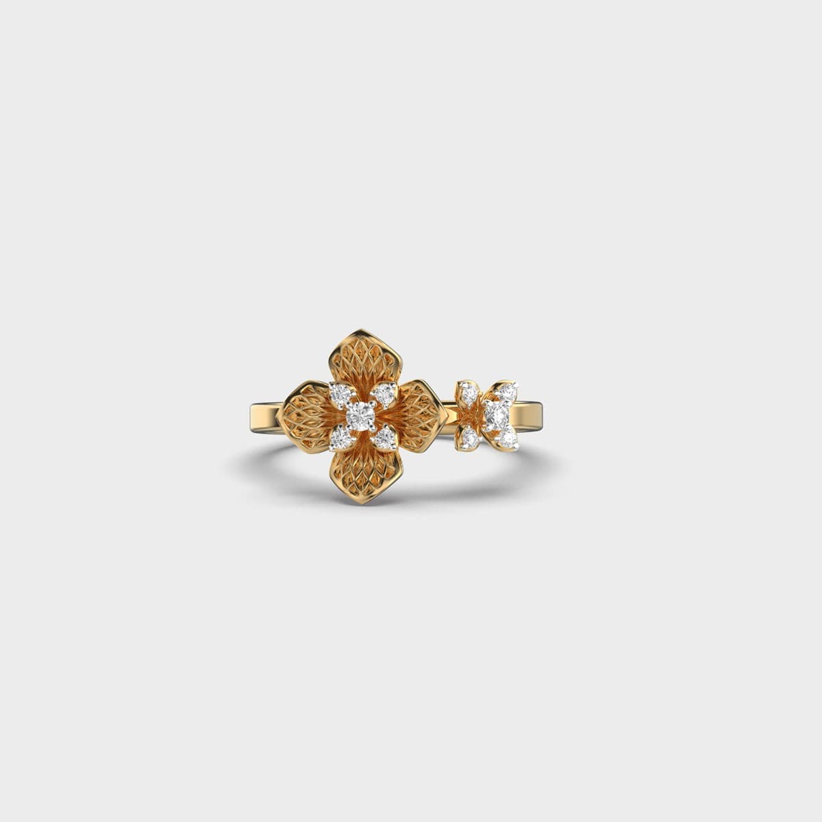 Radiating Flower Fern Diamond Ring