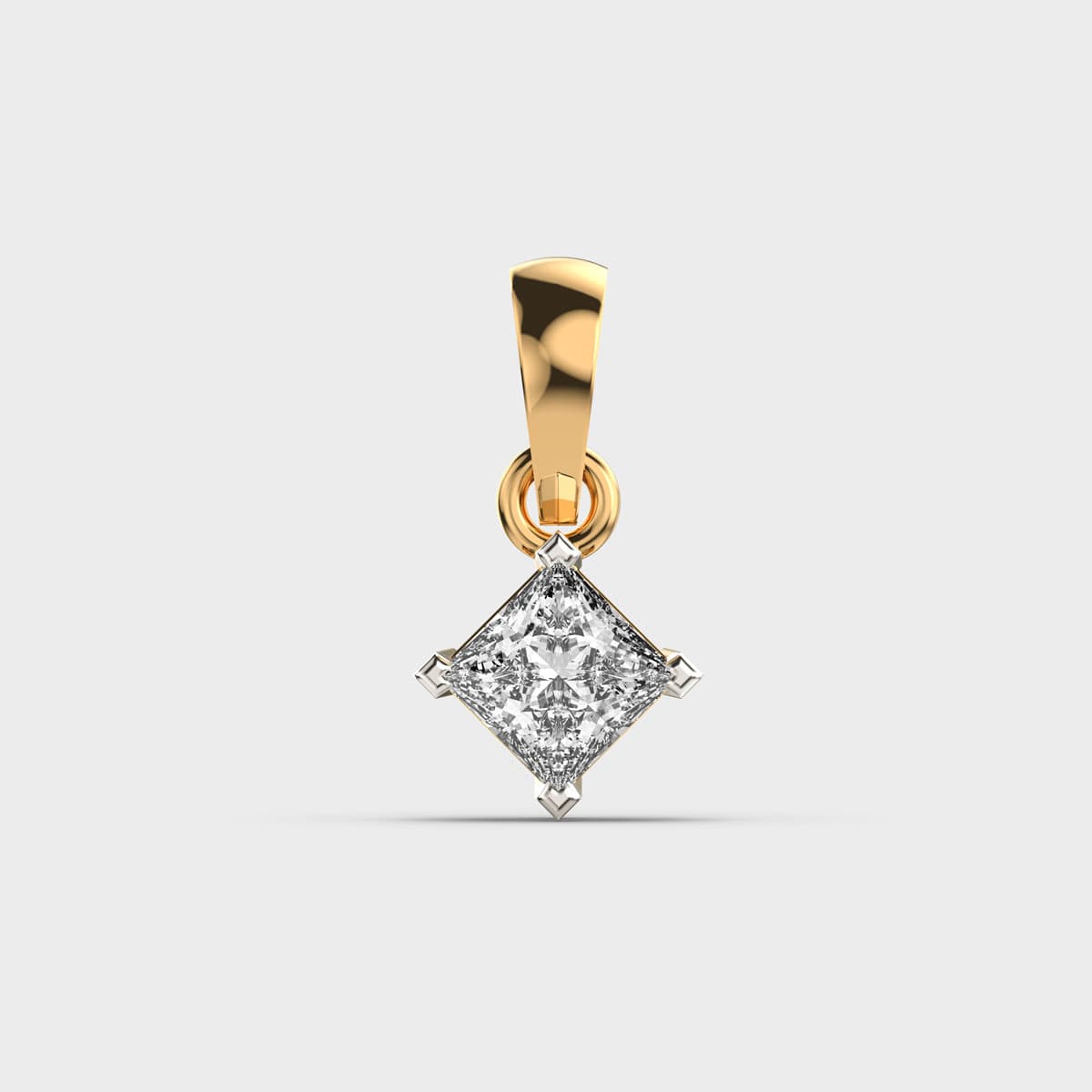 Dainty Dancing Princess Cut Solitaire Pendant without Chain