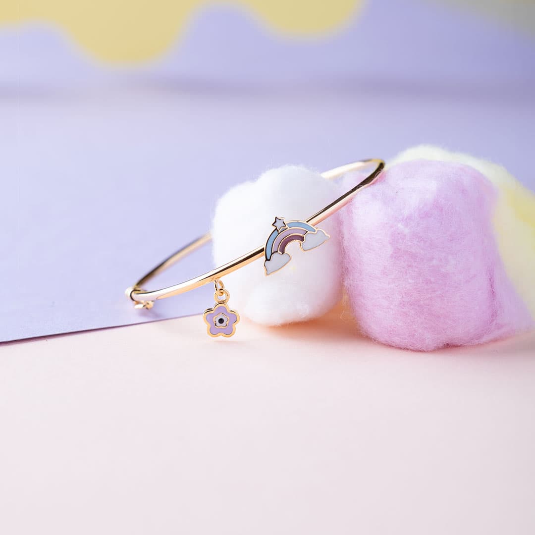 Rainbow Flower Charm Bangle For Kids