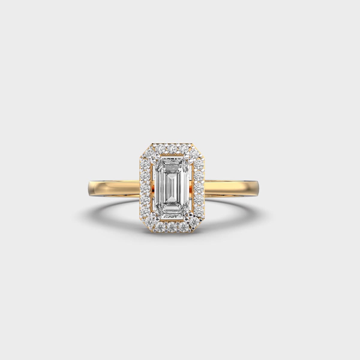 Emerald Diamond Halo Band Ring