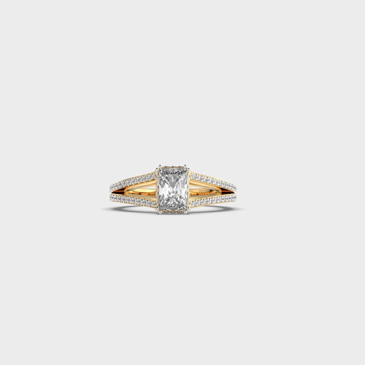 Radiant Cut Diamond In Duo Branching Band