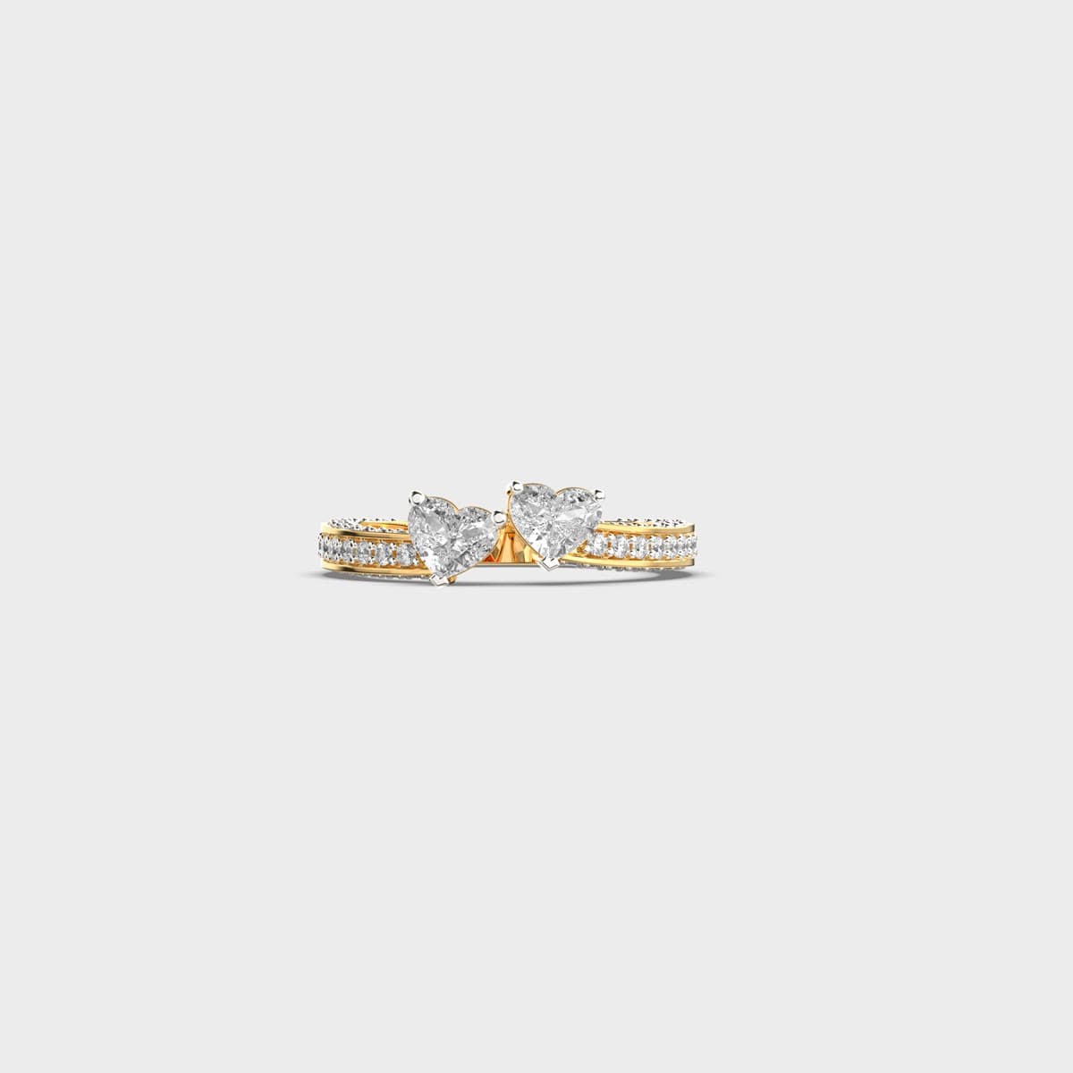 Two Diamond Hearts in Solitaire Ring
