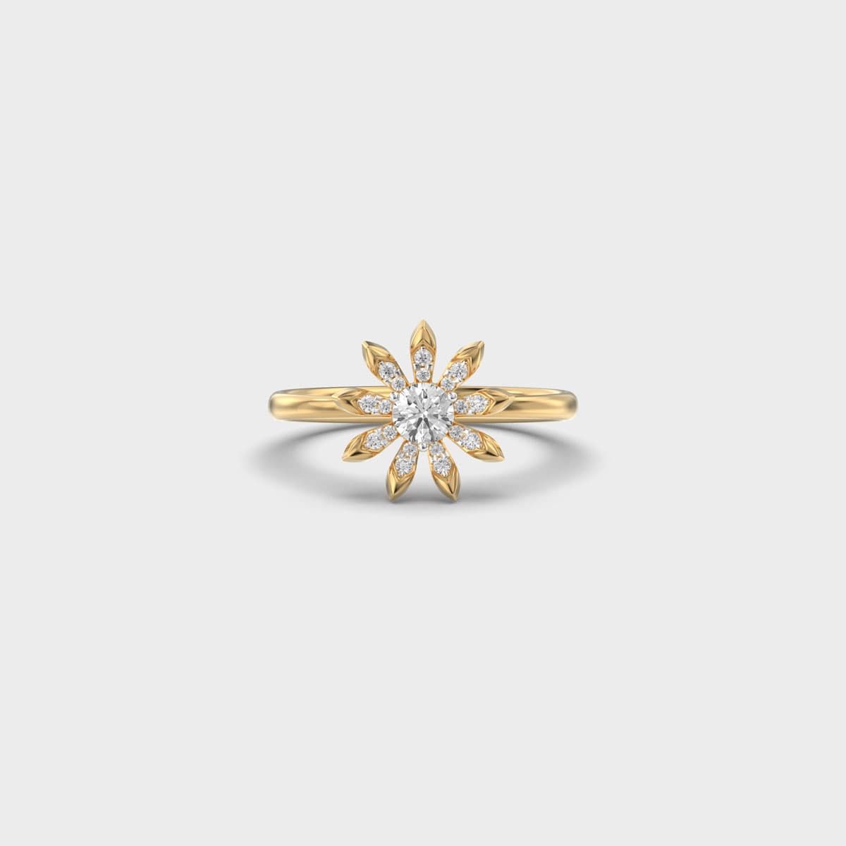 Sunflower Bloom Solitaire Diamond Ring