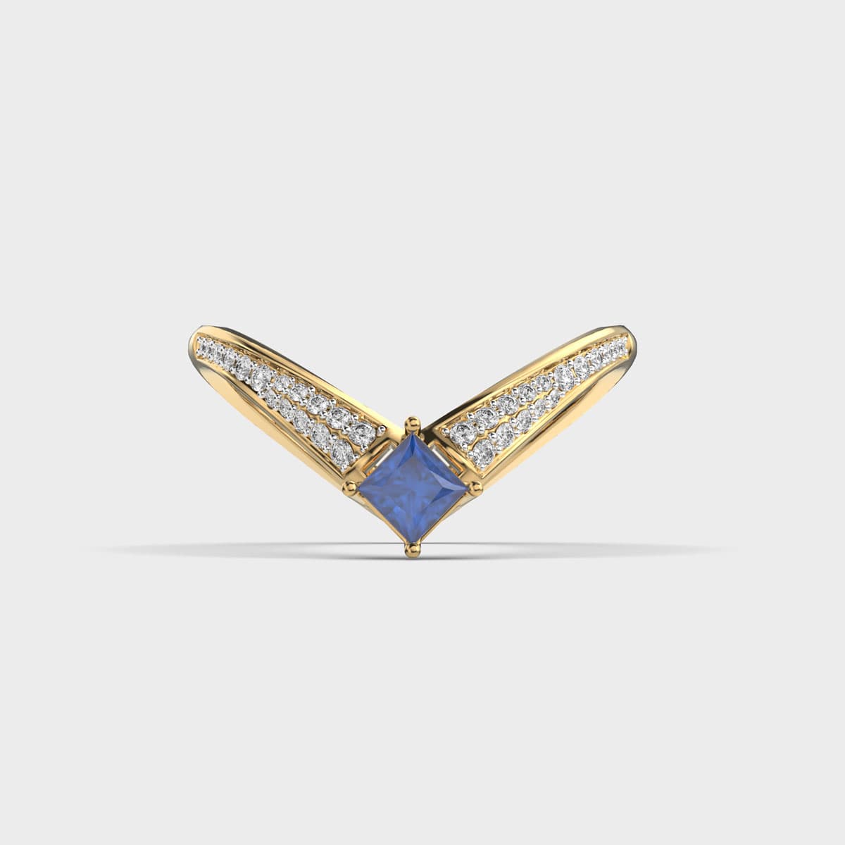 Blue Chevron Diamond Vanki Ring