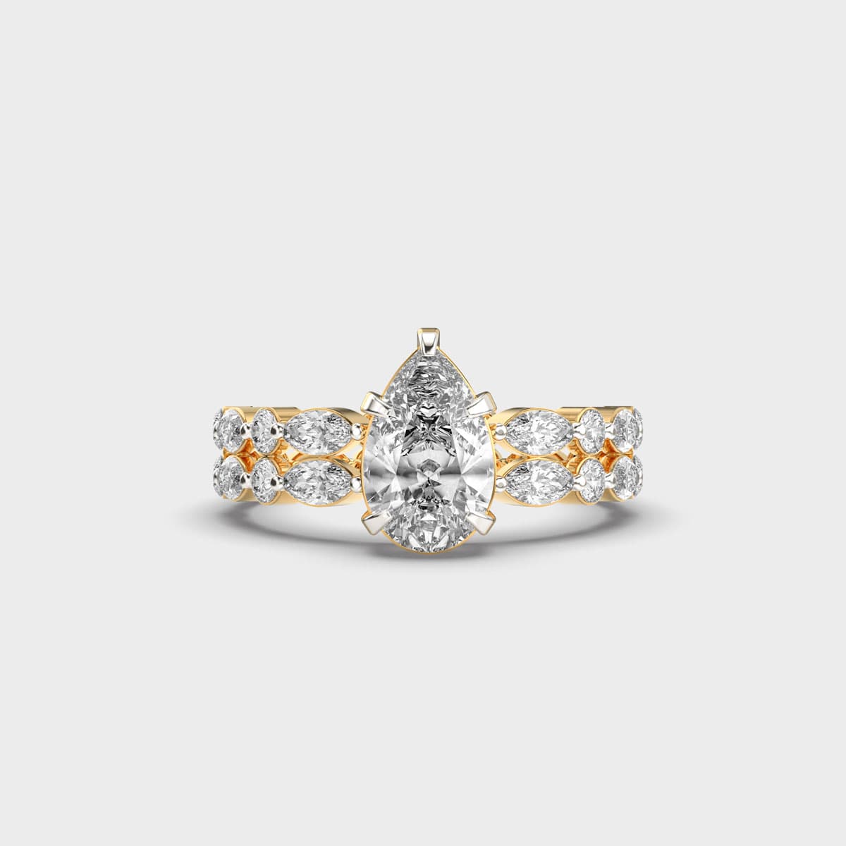 Marquise Flanked Pear Diamond Ring