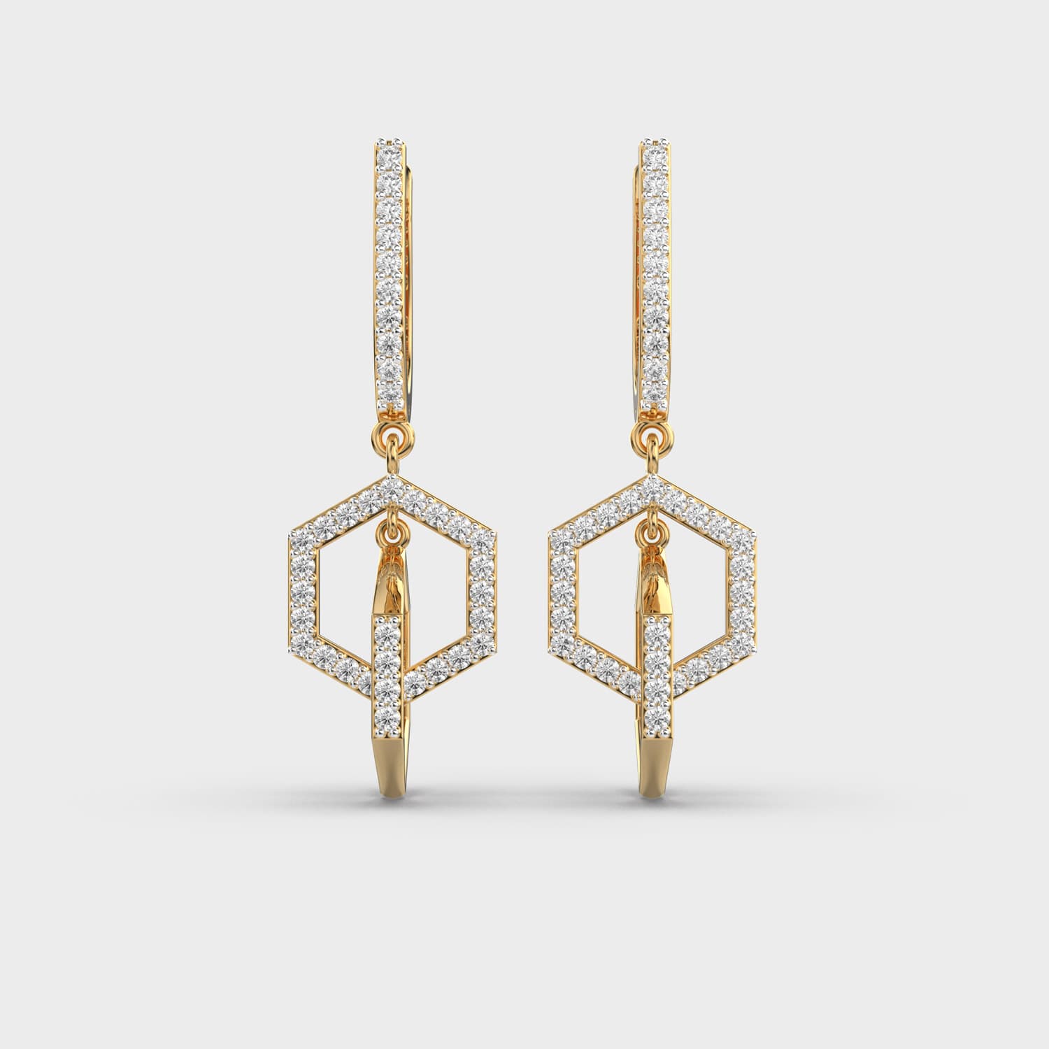 Linked Hexagon Geometric Diamond Drops