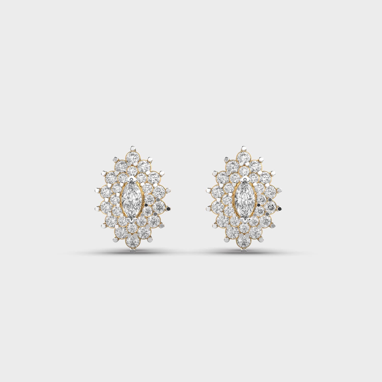 Marquise Navette Double Halo Diamond Studs