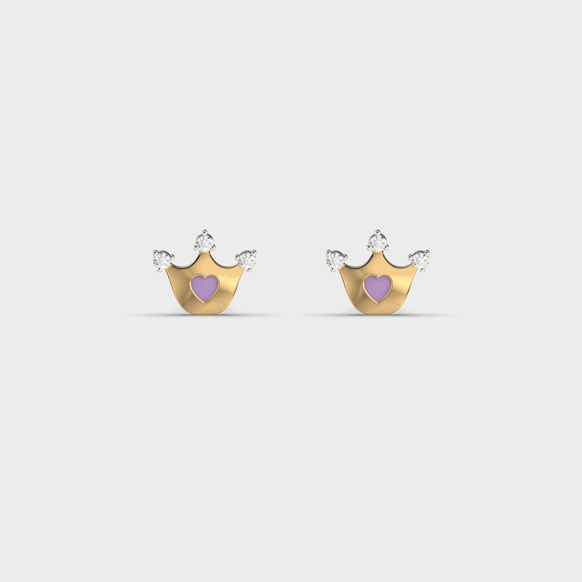 Little Princess Crown Diamond Studs For Kids