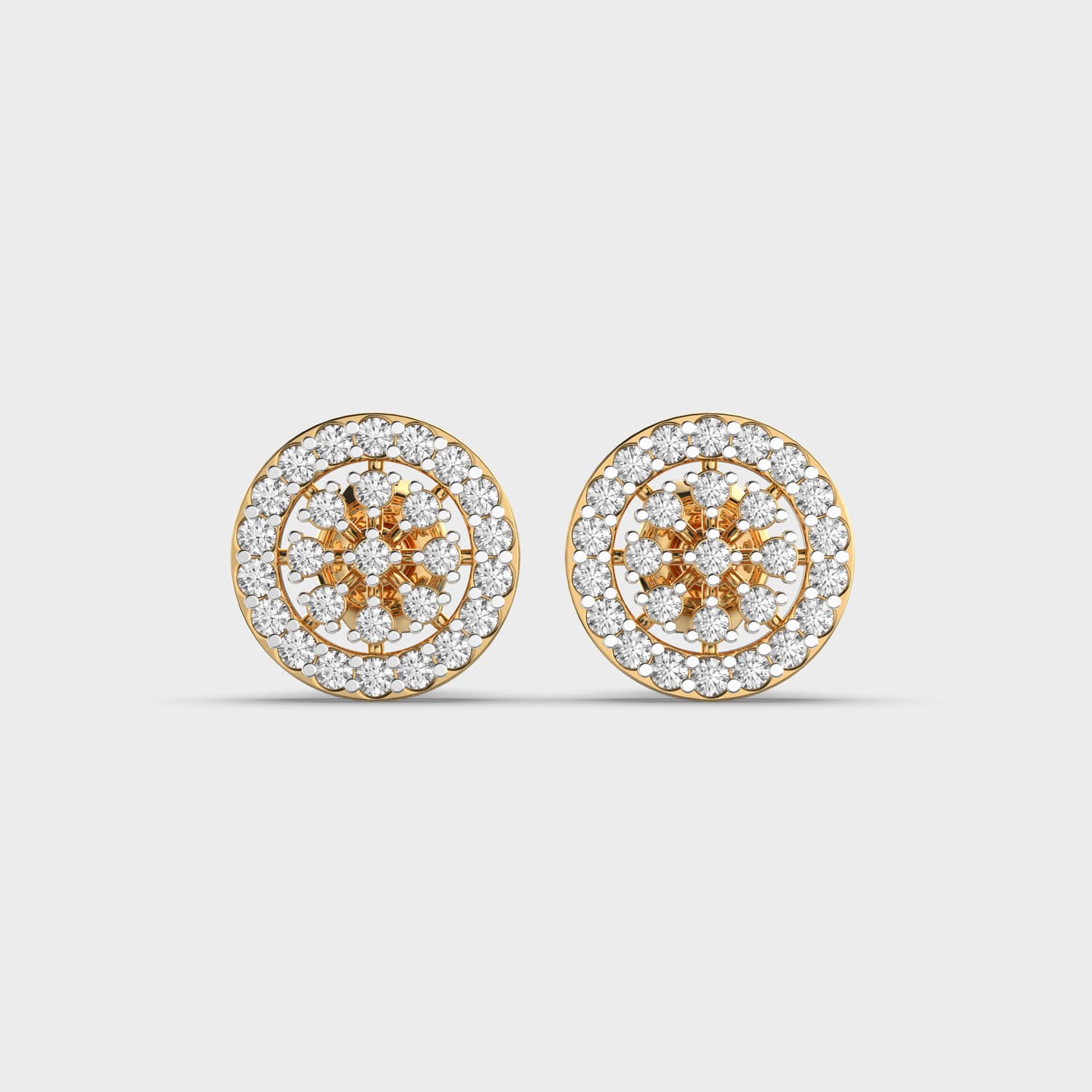 Floral Wheel Halo Diamond Studs