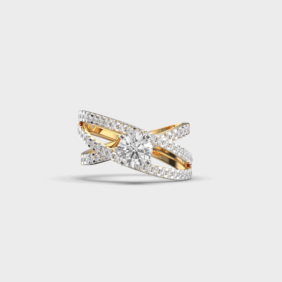 Celestial Solitaire Diamond Crisscross Ring