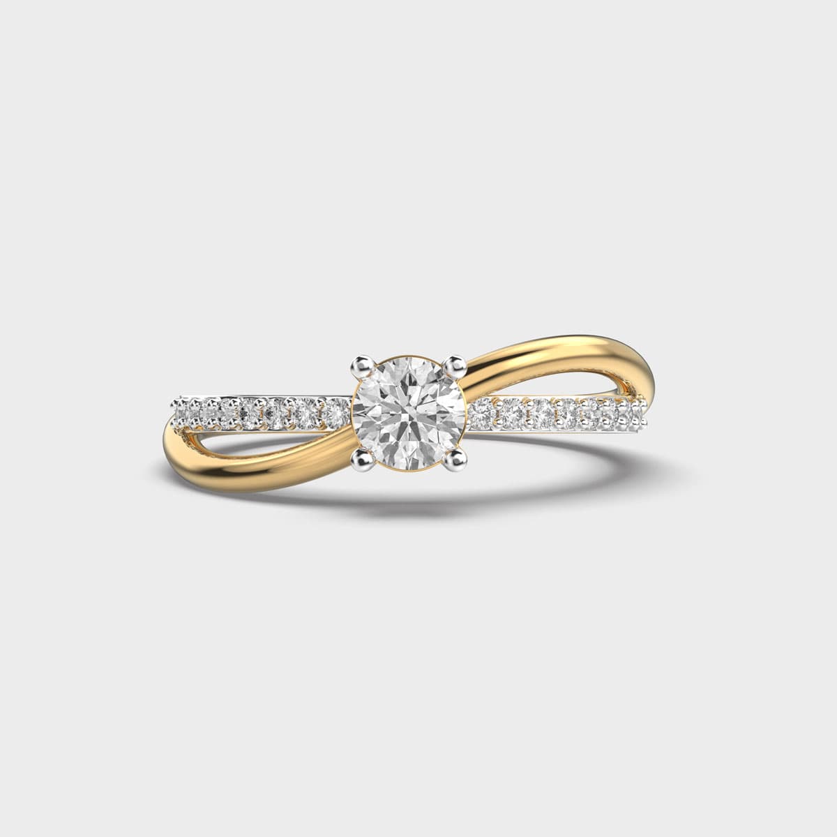Single Solitaire Criss Cross Diamond Ring