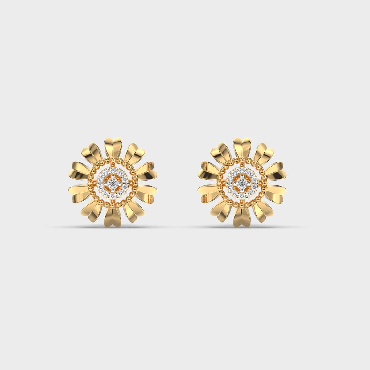 Petal Ray Sunflower Diamond Studs