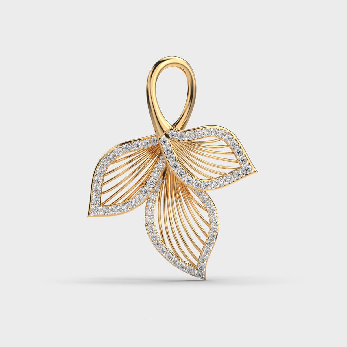 Wire Vein Leaf Diamond Pendant (Without Chain)