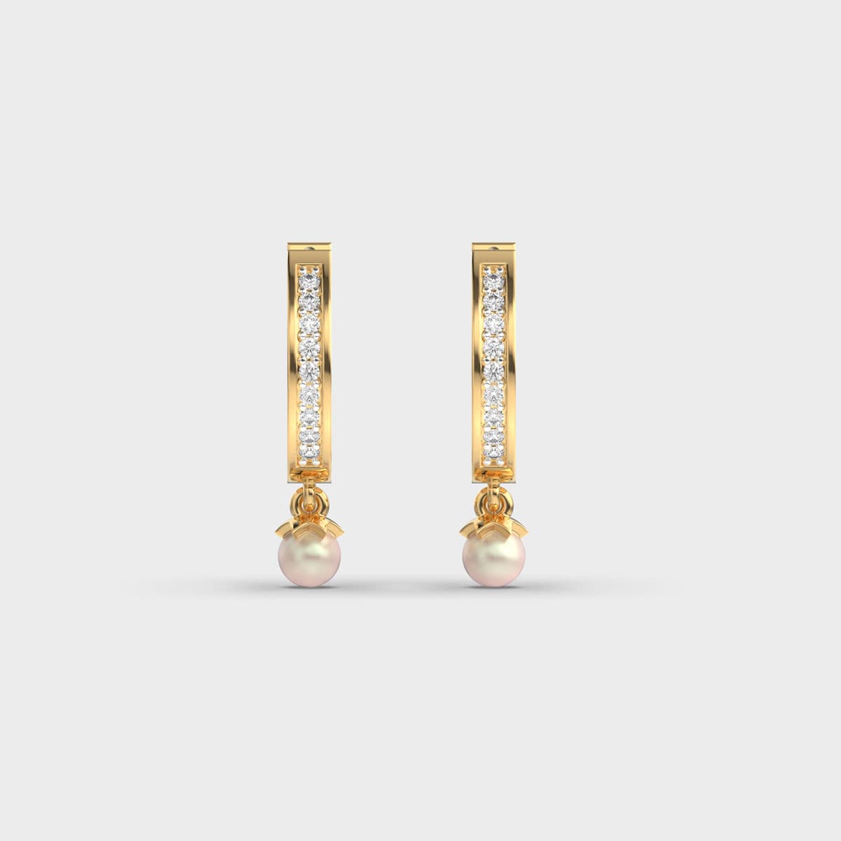 Diamond Bar Pearl Drop Huggies