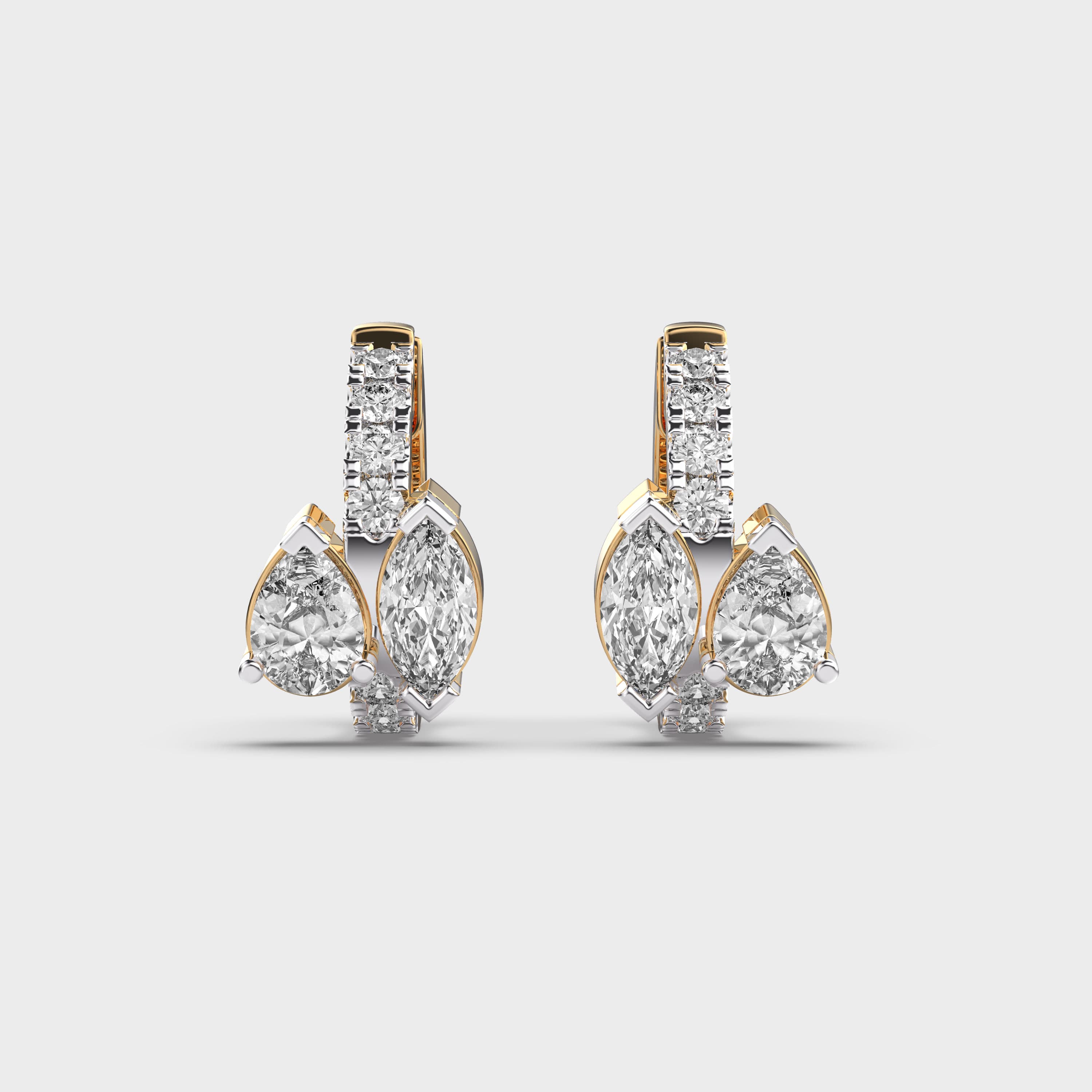Glossy Glamour Pear Diamond Hoops