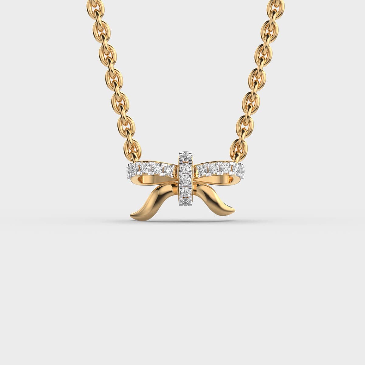 Little Ribbon Diamond Encrusted Pendant For Kids (With Chain)