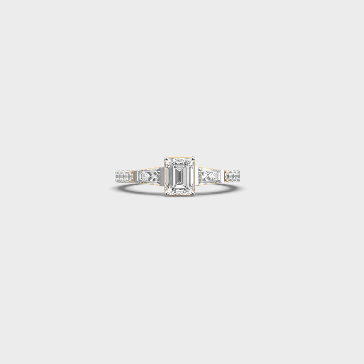 Tapered Baguette Emerald Solitaire Diamond Ring